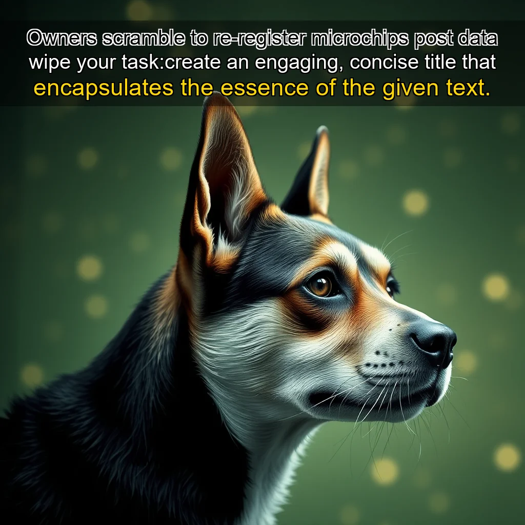 You are currently viewing Owners scramble to re-register microchips post data wipe


 your task:create an engaging, concise title that encapsulates the essence of the given text.